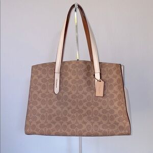 Coach Brown Signature Tote Bag.